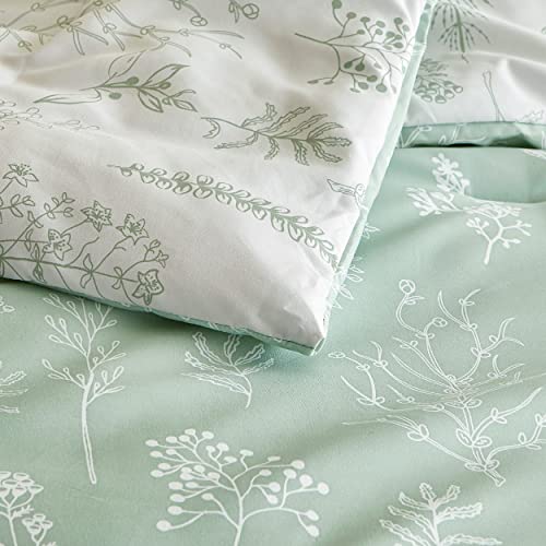 Bedsure Queen Comforter Set - Sage Green Bed Set, 3 Pieces Cute Floral Bedding, 1 Soft Reversible Botanical Flowers Comforter and 2 Pillow Shams Bedsure