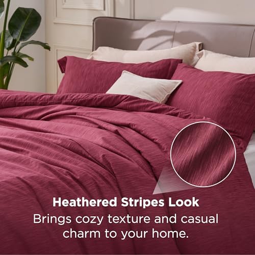 Bedsure Queen Comforter Set - Dark Red Comforter Queen Size, Soft Bedding for All Seasons, Cationic Dyed Bedding Set, 3 Pieces, 1 Comforter (90"x90") and 2 Pillow Shams (20"x26"+2") Bedsure
