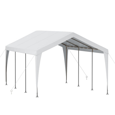 Galvanized Frame Carport Canopy (White-Without Sidewalls, 10 * 20FT) BUPPLEE