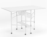 CRAFTEASE Home Hobby Cutting Table 59" W x 36" D, Height Adjustable Craft Table with 2 Drawers and Storage Shelf, Folding Sewing Table Mobile Standing Table for Home Office Studio CRAFTEASE