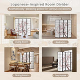 Giantex Room Divider, 4 Panel 6FT Room Dividers, Folding Privacy Screen, Oriental Shoji Screen for Room Separation, Portable Freestanding Japanese Wall Partition with Plum Blossom Design, White Giantex