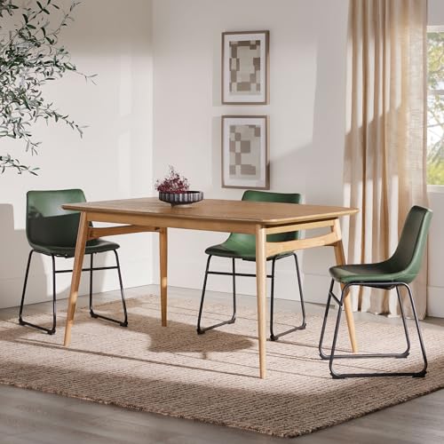 Walker Edison Mid-Century Modern Solid Wood Tapered-Leg Dining Table, 59 Inch, English Ash Walker Edison