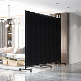Madamera Adjustable Room Divider, 7 ft x 10 ft, 4 Rolling Wheels Curtain Divider Stand, Black Metal Frame, Blackout Curtain & Portable Tool, Expandable Screen for Office, Bedroom, Kitchen (Black) Madamera