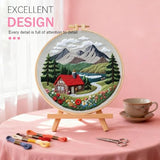 Huacan 1pc House Embroidery Kits for Beginners Mountains River Landscape Small Cross Stitch Kits Ideal for Crafting Art & Gifts