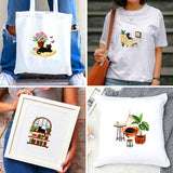 BEUNITONE 4 Set Embroidery Kit for Beginners, Daily Life of Cats Patterns Cross Stitch Kits, Needlepoint Kits for Adults with Hoop, Cute Hand Embroidery Patterns for Cloth and Home Decor