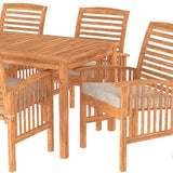 Walker Edison Rendezvous Modern 7 Piece Solid Acacia Wood Outdoor Dining Set, Set of 7, Brown Walker Edison