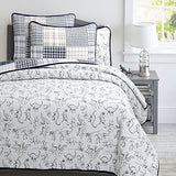 Cozy Line Home Fashions Benjamin Cute Dinosaur Plaid Navy Blue White Grey Bedding Quilt Set 100% Cotton Reversible Coverlet Bedspread Set for Kids Boy(Twin - 2 Piece) Cozy Line Home Fashions