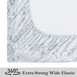 KACEMOO Bed Sheets Twin Size Light Gray Paisley Sheets Printed Floral Sheet Set Flower Pattern Deep Pocket Fitted Bed Sheet Set Microfiber Soft Breathable 1800 Thread Count Single Bedding Set KACEMOO