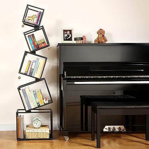 Asuli 5-Tier Modern Black Bookshelf - 67" Stylish Storage Solution for Books and Decor - WoodArtSupply