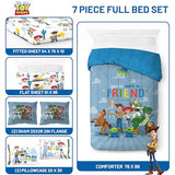 Jay Franco Kids Comforter Set Includes Sheets and Pillow Cover - Soft and Cozy Bed Set for Stylish Room Decor, Blue - Toy Story, 7 Piece Full Jay Franco