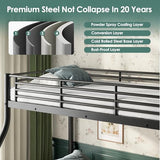 Cyranture Twin XL Over Queen Bunk Bed Size, Heavy Duty Bunk Beds with Bottom Space & Guardrail Metal Bunk Bed Frame for Adults Dorm Bedroom Guest Room, No Box Spring Needed（Upgrate Black） Cyranture