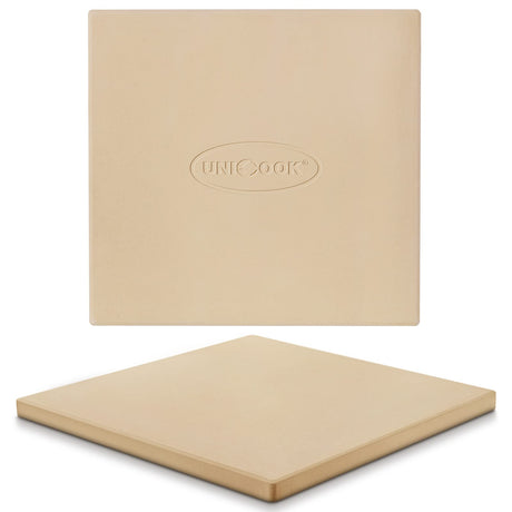 Unicook Pizza Stone for Oven and Grill, 12 inch Square Bread Baking Stone, Heavy Duty Ceramic Pizza Pan, Thermal Shock Resistant Baking Stone for BBQ and Grill, Making Pizza, Bread, Cookie and More Unicook