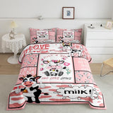 Feelyou Cow Bedding Set for Girls Boys Pink Milk Cow Comforter Set Cute Animal Comforter Room Decor Farmhouse Duvet Set Queen Size Quilt Boys Feelyou