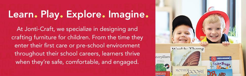 Jonti-Craft® Folding Mobile Room Divider Bookcase & Bookshelf, 4 Wooden Storage Panels - 0267JC Jonti-Craft