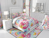 Feelyou Cute Axolotl Comforter Cartoon Salamander Comforter Set for Kids Boys Girls Rainbow and Butterflies Bedding Set Ombre Quilt Set Bedroom Collection 2Pcs Twin Size Feelyou