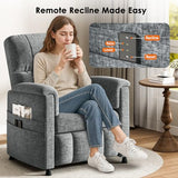 Pipishell Power Recliner Chair for Adults，Electric Recliner with Remote, Adjustable Recline/Footrest, Chenille Fabric,Thick Seat Cushion, Small Recliner for Living Room, Home Theater, Grey