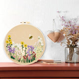 Flowers Embroidery Kits for Beginners Adults, Floral Hand Embroidery Set Needlepoint Kits, Stamped Cross Stitch Kits for Beginners Adults, 2 Embroidery Hoops, Fabric, Thread (Attached Video Tutorial)