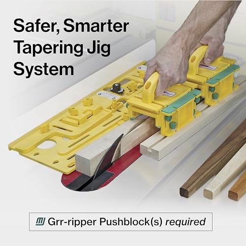 MICROJIG GRR-RIPPER TJ-5000 Microdial Tapering Jig For Table Saws, Yellow - WoodArtSupply