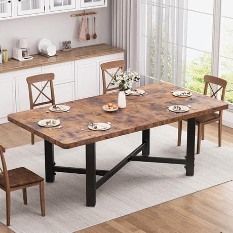 Jocoevol Dining Table for 4-6,62“Extendable Round Kitchen Dining Room Table, Space Saving Rectangle Large Expandable Wood Dinner Furniture for Small Space, Brwon（47-62In*28In*30In Jocoevol
