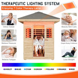 Albott Outdoor Sauna 3 Person, Infrared Saunas for Home, Low EMF 2645W/240V/15A Spruce Wood Dry Sauna with Tourmaline Stone Foot Warmer, 7-Color Light Therapy & 2 Bluetooth Speakers, 60.2"x43.3"x98.4" Albott