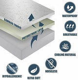 Bamboo Mattress Protector with Zipper - 100% Waterproof Queen Size Cooling Mattress Cover - Ultra Soft Jacquard Fabric Breathable Noiseless Mattress Pad Covers - Zippered Mattress Encasement DreamField Linen