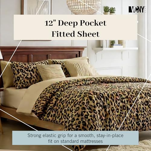 VCNY Home Bed in a Bag 8-Piece Bedding Set - Queen Size | Cheetah Print Shams, Decorative Pillows & Pillowcases | Elevate Your Home Decor | Luxurious, Soft & Cozy | No-Wrinkle Microfiber Polyester VCNY Home
