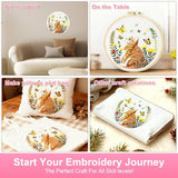 Huacan Embroidery Kit for Beginners Adults Includes Stamped Cat Pattern, Hoop, Color Threads,Tools,Easy to Follow Instruction