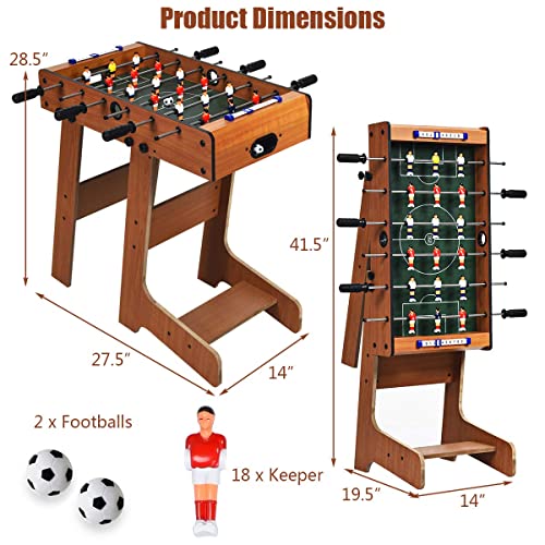 Giantex 27in Folding Foosball Table with 2 Mini Footballs, Score Keepers - ASTM Certified for Indoor Recreation, Great for Family Game Nights and Parties - WoodArtSupply