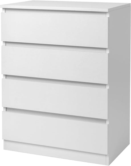 GODECOR Dresser for Bedroom, Modern Wood Dresser Chest of Drawers, No Handle Storage Cabinet for Girls, Anti-Tipping Device, Living Room, Home Office, Hallway Organizer (White, 4 Drawers) GODECOR