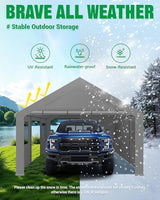 Acepic Upgraded 13x20ft Heavy Duty Carport, Portable Carport Features Roll-up Windows & Doors, UV Resistant Waterproof All-Season Tarp for Car, Truck, Boat Acepic
