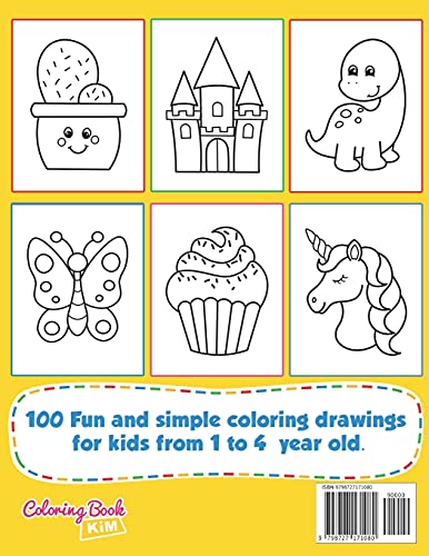 Simple & Big Coloring Book for Toddler: 100 Easy And Fun Coloring Pages For Kids, Preschool and Kindergarten WoodArtSupply