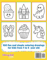 Simple & Big Coloring Book for Toddler: 100 Easy And Fun Coloring Pages For Kids, Preschool and Kindergarten WoodArtSupply