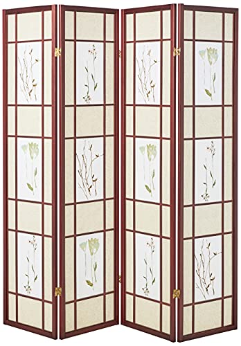 ORE International Four Panel Shoji Screen Cherry Finish ORE