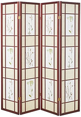ORE International Four Panel Shoji Screen Cherry Finish ORE