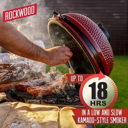 Rockwood Natural Lump Charcoal - Oak, Hickory & Cherry Hardwood Blend for High-Heat Grilling & Slow Smoking - Clean Burning BBQ Charcoal - No Fillers - Made in USA - 20 lbs (2 Packs)