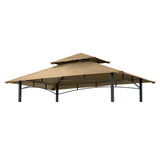 Grill Gazebo Replacement Canopy Roof – Hugline 5x8 Outdoor Grill Shelter Canopy Top Double Tiered BBQ Tent Cover Fit for Model L-GG001PST-F (Khaki) Hugline