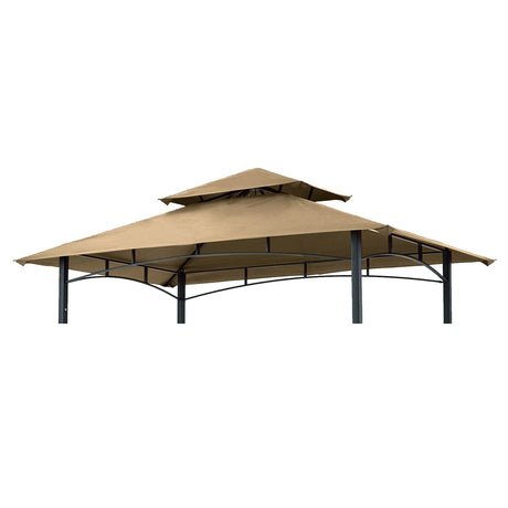 Grill Gazebo Replacement Canopy Roof – Hugline 5x8 Outdoor Grill Shelter Canopy Top Double Tiered BBQ Tent Cover Fit for Model L-GG001PST-F (Khaki) Hugline