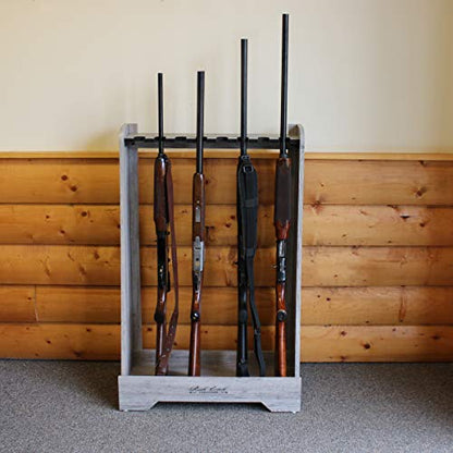 Rush Creek Creations 8-Gun Freestanding Storage Rack for Rifles and Shotguns, Indoor Standing Gun Display Rack, Barn Wood - WoodArtSupply