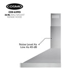 COSMO COS-63190 36 in. Vista Collection 380 CFM Ducted Wall Mount Range Hood, Button Controls, LED Lights, Stainless Steel COSMO