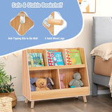 Costzon 2-in-1 Kids Toy Organizer and Bookshelf with 5 Cubbies and Solid Legs Costzon