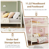 GarveeHome Bunk Bed Twin Over Twin, Heavy Duty Metal Bunk Bed with Safety Guardrail & Ladder, 400 LBS Weight Capacity, Space-Saving Design, Noise Free, No Box Spring Needed, Easy Assemble GarveeHome