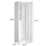 STEELIST Slim Broom Storage Cabinets, Metal Cabinet with Shelves and Hanging Rod, 65" Utility Storage Cabinet with Locking Door, Tall Cleaning Cabinets for Kitchen, Pantry, Office, Shop, Garage STEELIST