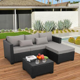 Rattaner 3 Pieces Patio Furniture Set Outdoor Sectional Wicker Patio Furniture Patio Couch with Ottoman and Outdoor Storage Table All-Weather Anti-Slip Cushions Waterproof Covers, Light Grey Rattaner