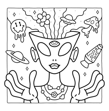 Trippy & Groovy: Psychedelic Coloring Book for Adults Featuring Mushrooms, Aliens, Magic Worlds and Illusions for Relaxation