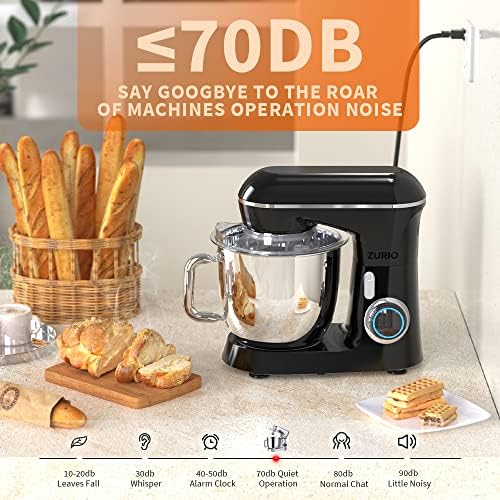 Stand Mixer, Zurio 6 Quarts Electric Mixer, 10-Speed Tilt-Head Food Mixer with Stainless Steel Bowl, Dishwasher-Safe Attachments for Home Baking