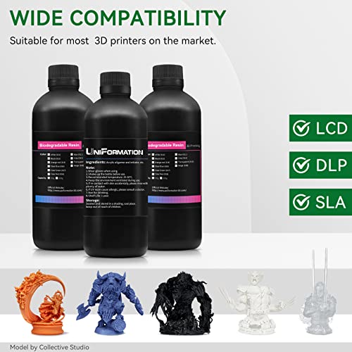 Uniformation 3D Printer Resin PLA Plant Based Resin,Biodegradable 405nm UV Curing Photopolymer Rapid for 4K 6K 8K LCD/DLP/SLA 3D Printer Space Orange Red 1kg