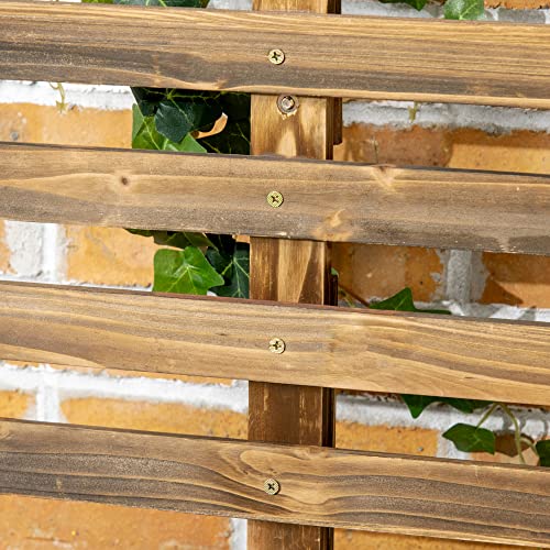 Outsunny Raised Garden Bed with Trellis, 58" Outdoor Wooden Planter Box with Wheels, for Vine Plants Flowers Climbing and Planting, Brown - WoodArtSupply