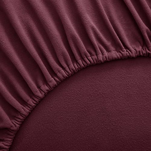 Flannel Sheets Warm and Cozy Deep Pocket Breathable All Season Bedding Set with Fitted, Flat and Pillowcases, King, Burgundy Red Sweet Home Collection