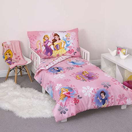 Disney Pretty Princess Toddler Bed, 4 Piece Set, Pink Disney