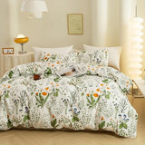 ECOCOTT 3 Pieces Floral Duvet Cover Sets King Size,100% Natural Cotton Floral Pattern 1 Duvet Cover with Zipper and 2 Pillowcases, Ultra Soft and Easy Care Breathable Cozy Simple Style Bedding Set ECOCOTT